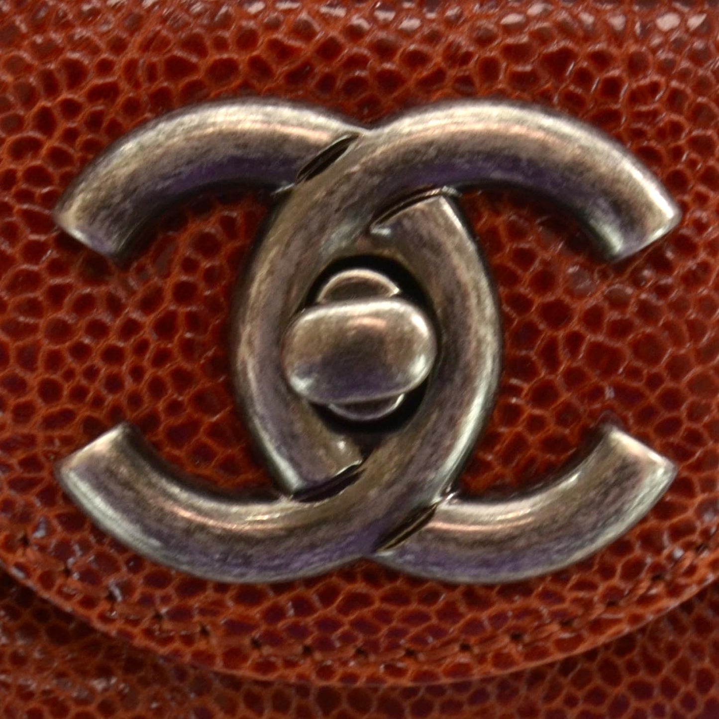 Caviar Quilted Small Elastic Flap Brown