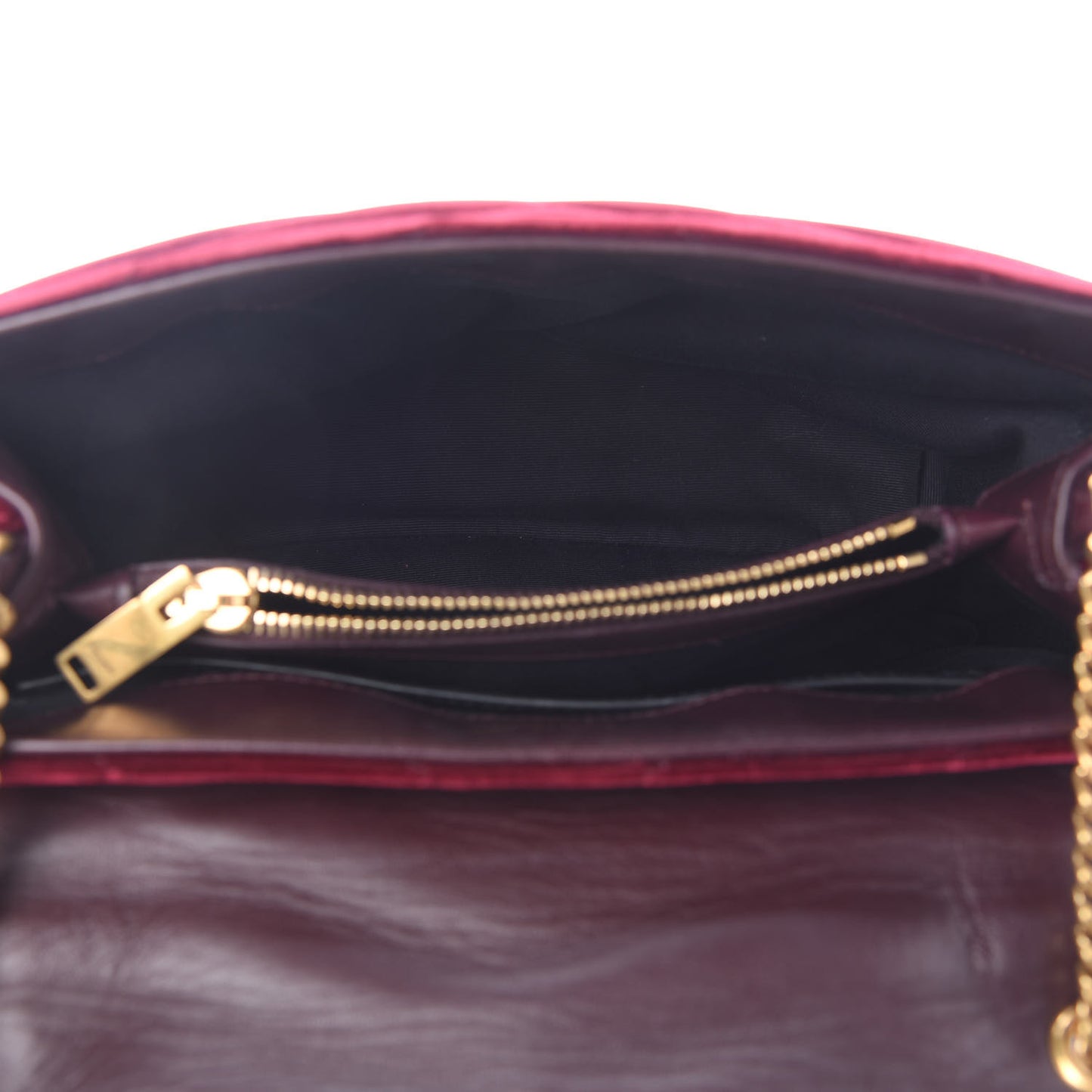 Velvet Y Quilted Monogram Small Loulou Chain Satchel Burgundy