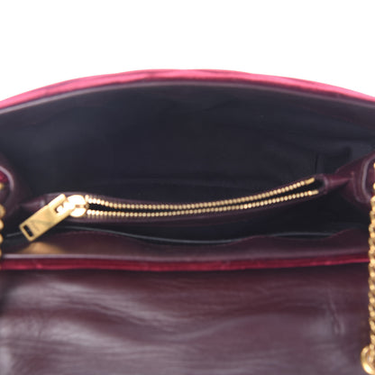 Saint Laurent Velvet Y Quilted Monogram Small Loulou Chain Satchel Burgundy 5 of 11