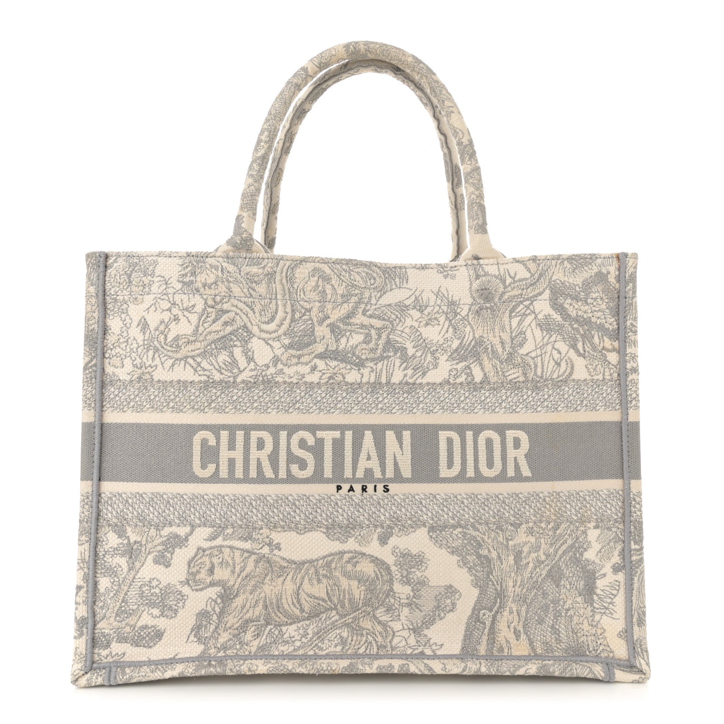 Canvas Embroidered Medium Dioriviera Toile De Jouy Book Tote Gray