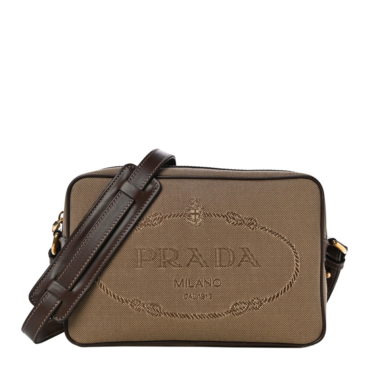 Prada Jacquard Logo Camera Bag Corda Bruciato 1 of 8