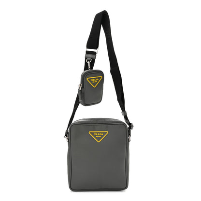Prada Tessuto Nylon Saffiano Messenger Bag Ardesia Giallo 1 of 10