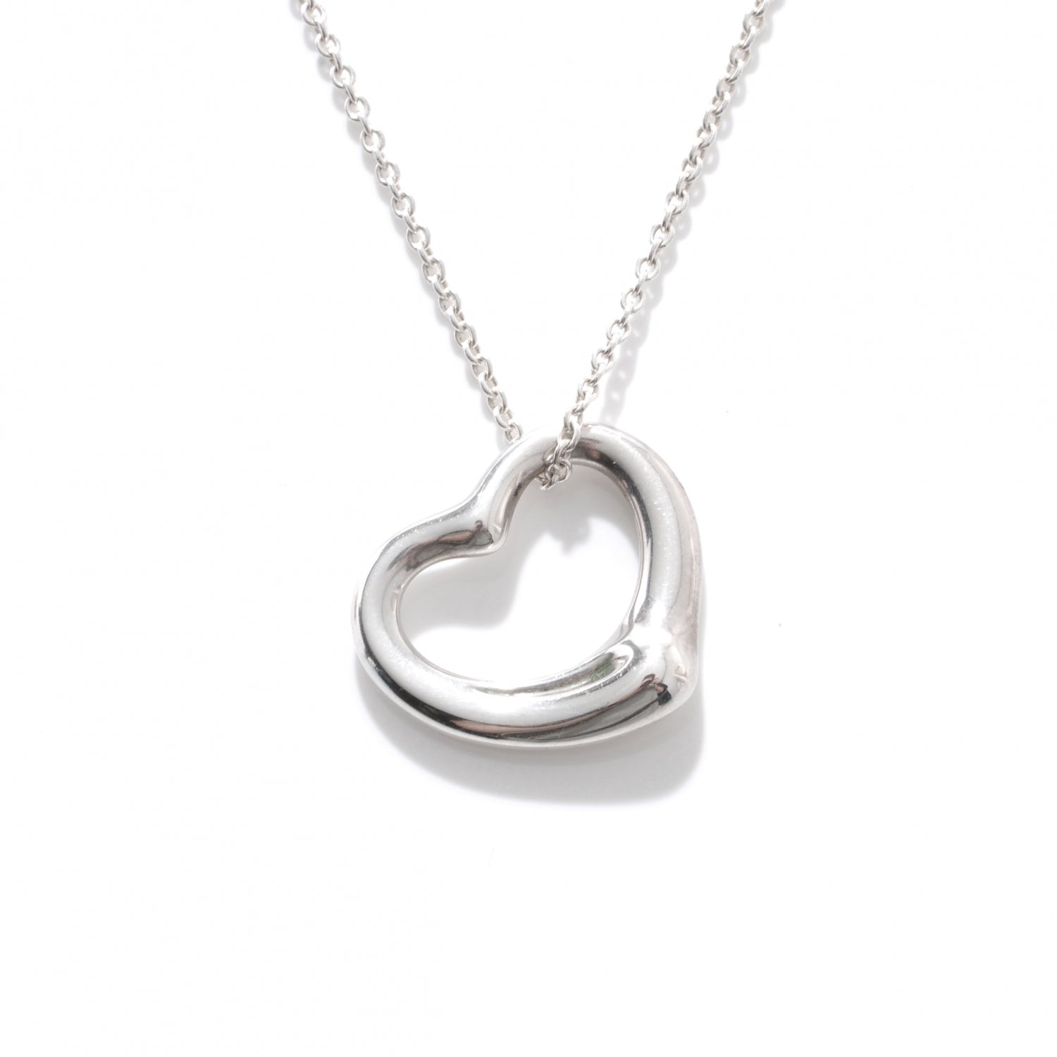 Tiffany Sterling Silver 22mm Elsa Peretti Open Heart Pendant Necklace 1 of 6