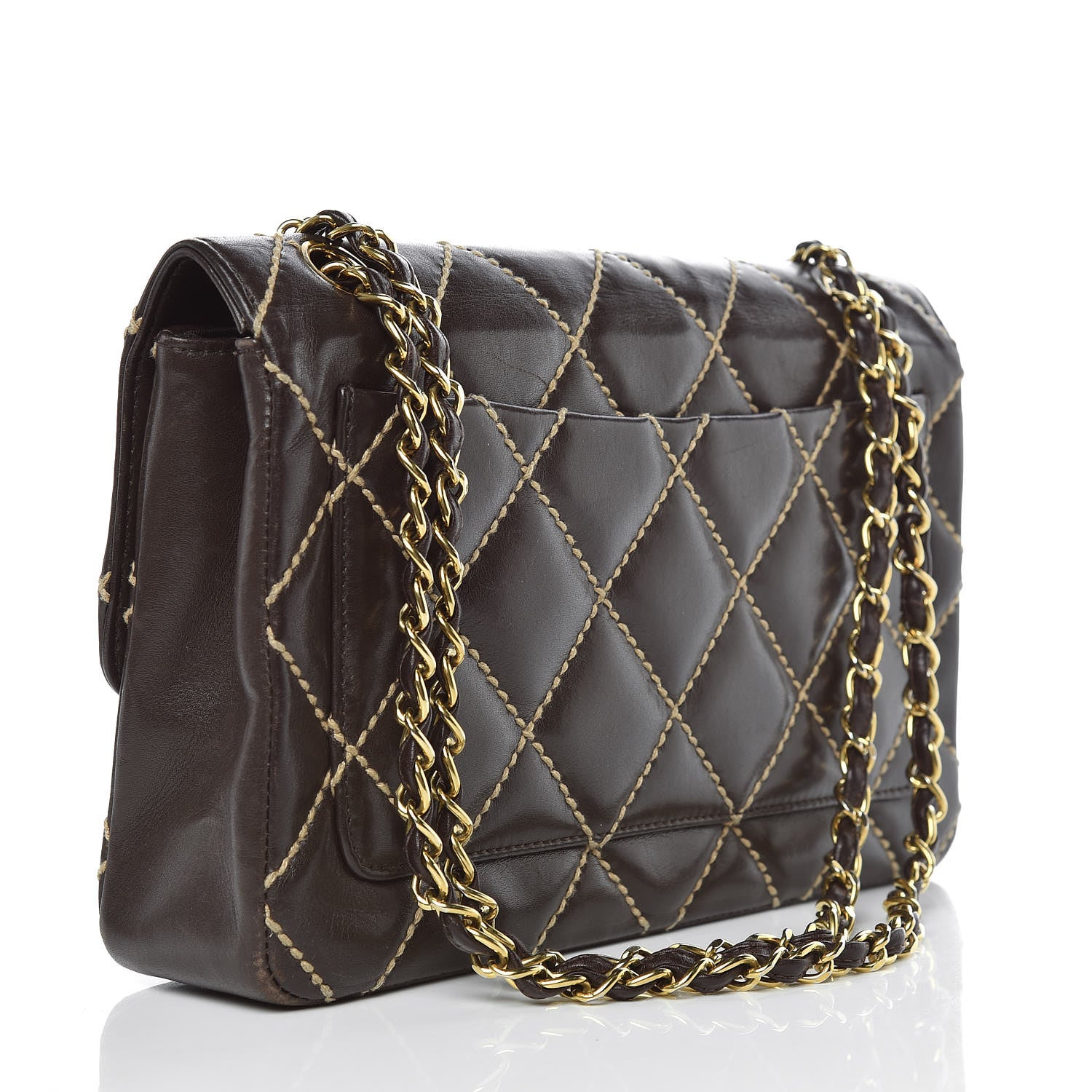Chanel Calfskin Quilted Medium Wild Stitch Flap Brown 4 of 13