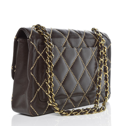 Chanel Calfskin Quilted Medium Wild Stitch Flap Brown 4 of 13