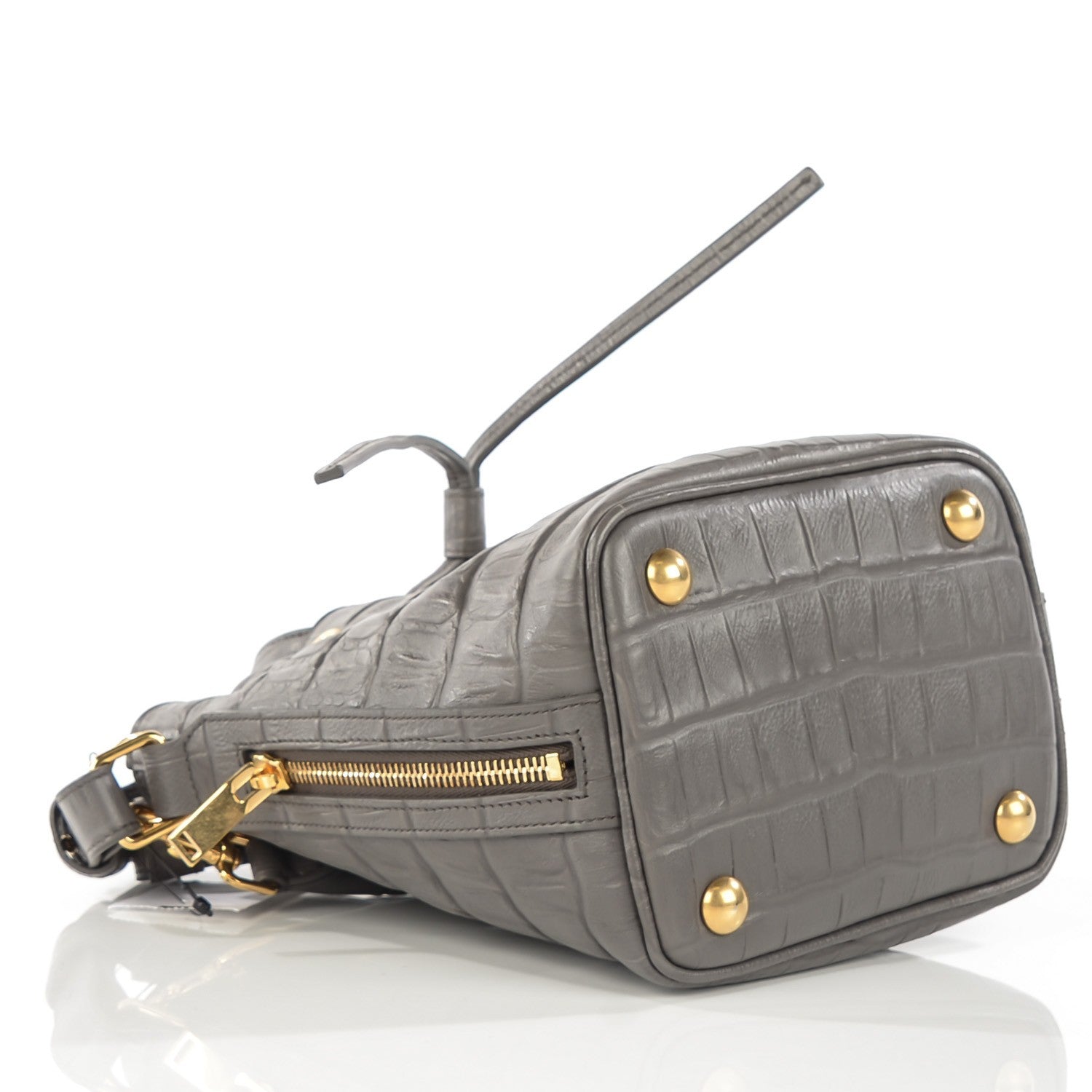 Saint Laurent Calfskin Crocodile Embossed Small Emmanuelle Bucket Earth 4 of 7