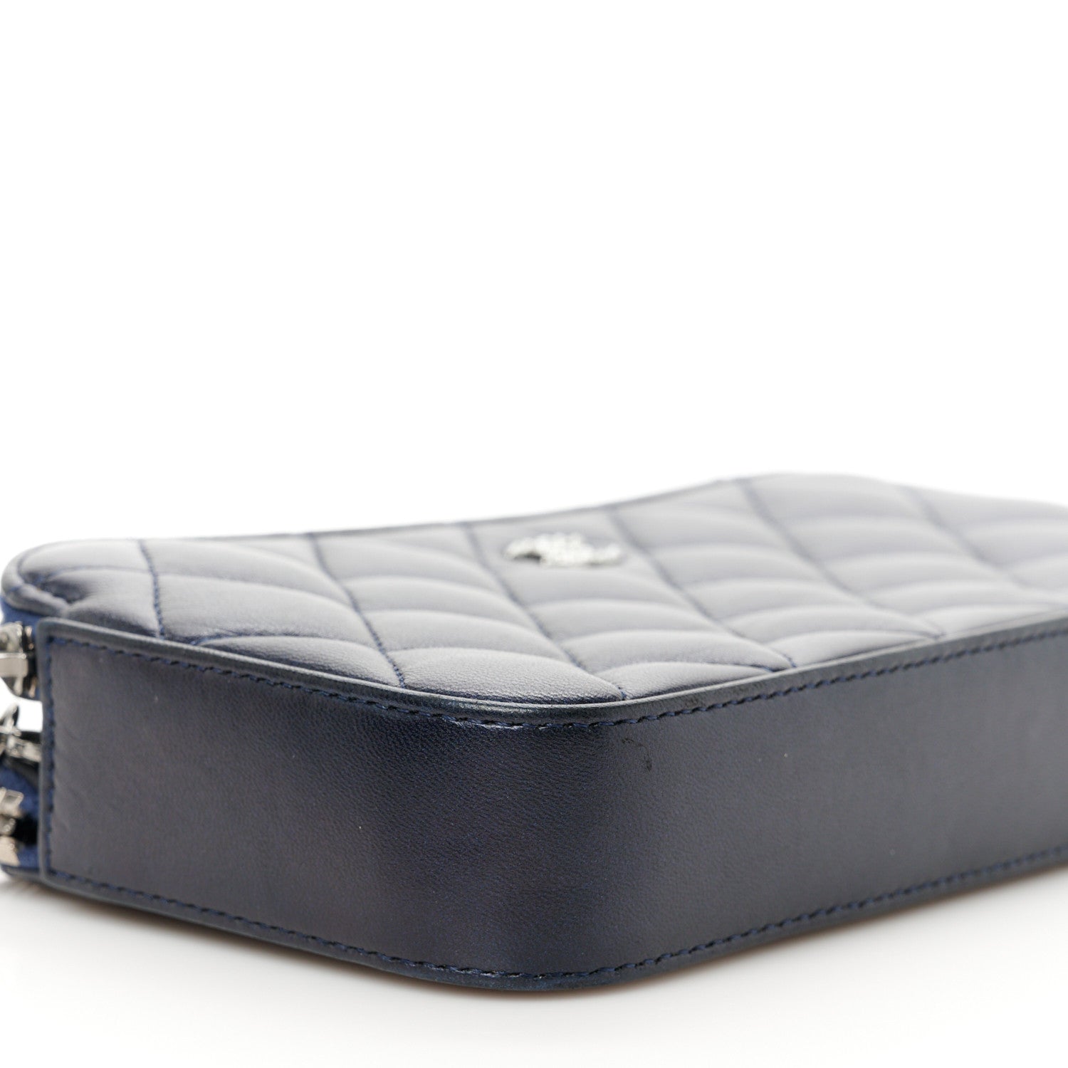 Chanel Lambskin Quilted Small Clutch With Pearl Chain Navy Blue 12 of 13
