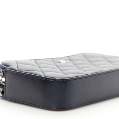 Chanel Lambskin Quilted Small Clutch With Pearl Chain Navy Blue 12 of 13