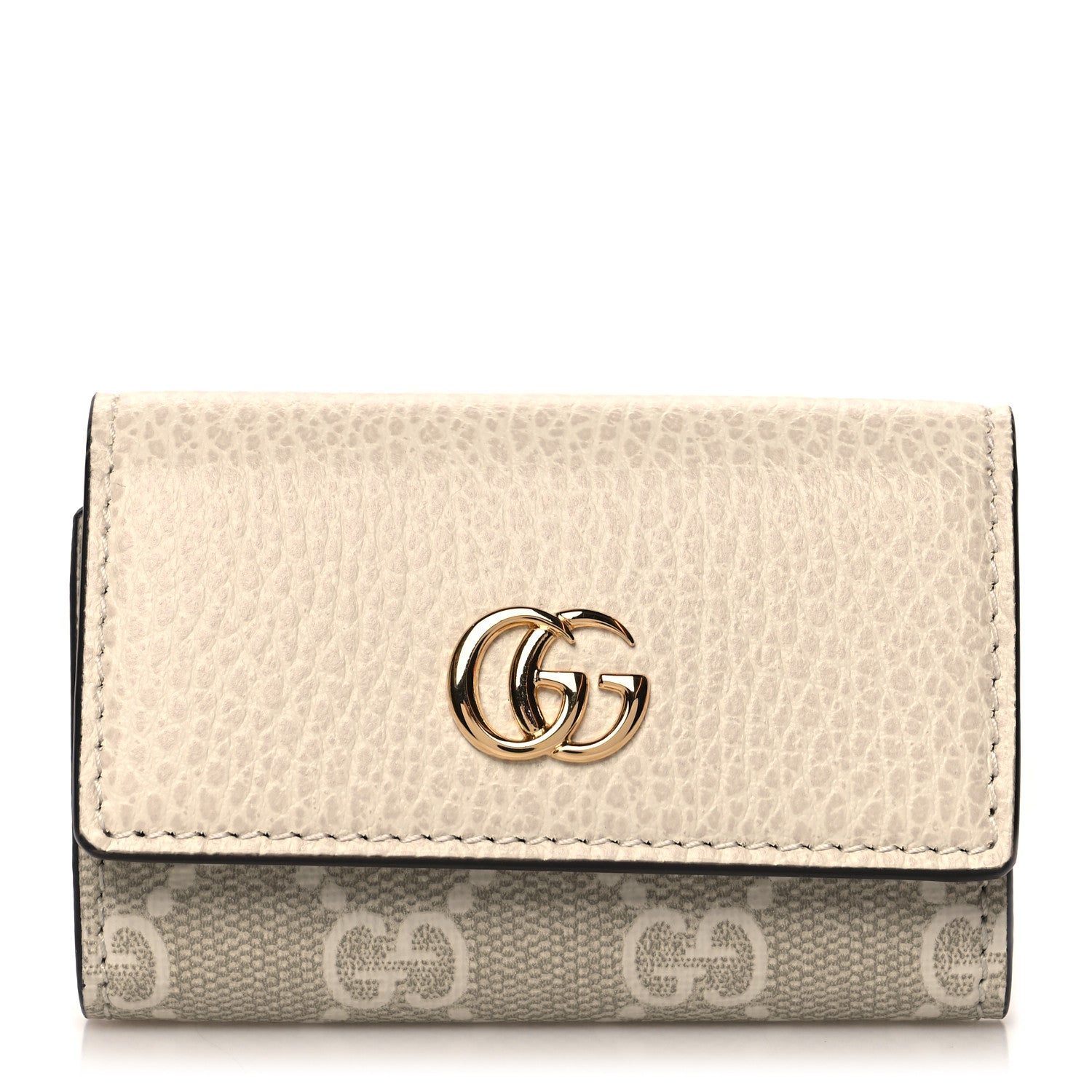Gucci Dollar Calfskin GG Supreme Monogram GG Marmont 6 Key Holder Case Mystic White Beige 1 of 8