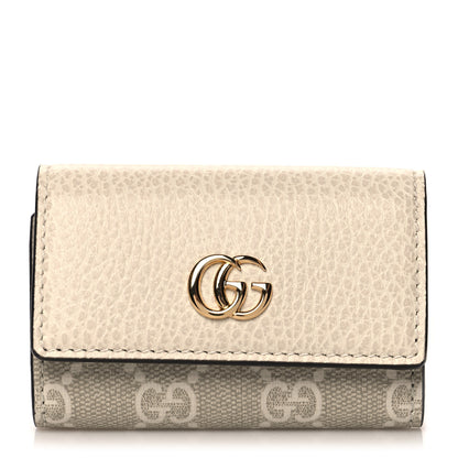 Gucci Dollar Calfskin GG Supreme Monogram GG Marmont 6 Key Holder Case Mystic White Beige 1 of 8