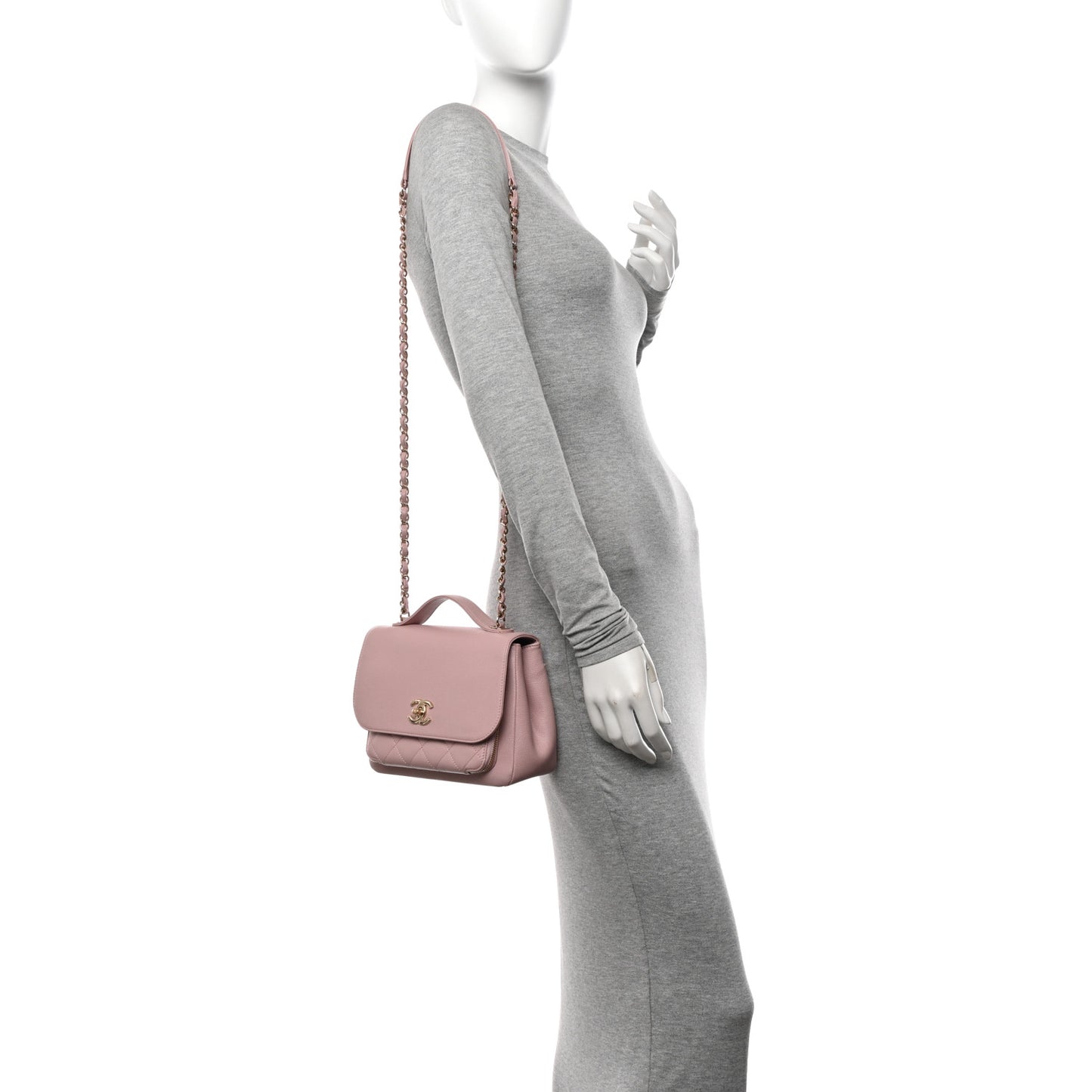 Caviar Quilted Small Business Affinity Flap Light Pink