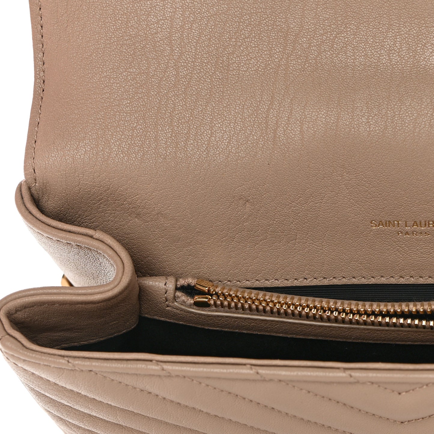 Sheepskin Matelasse Chevron Monogram Medium College Bag Dark Beige
