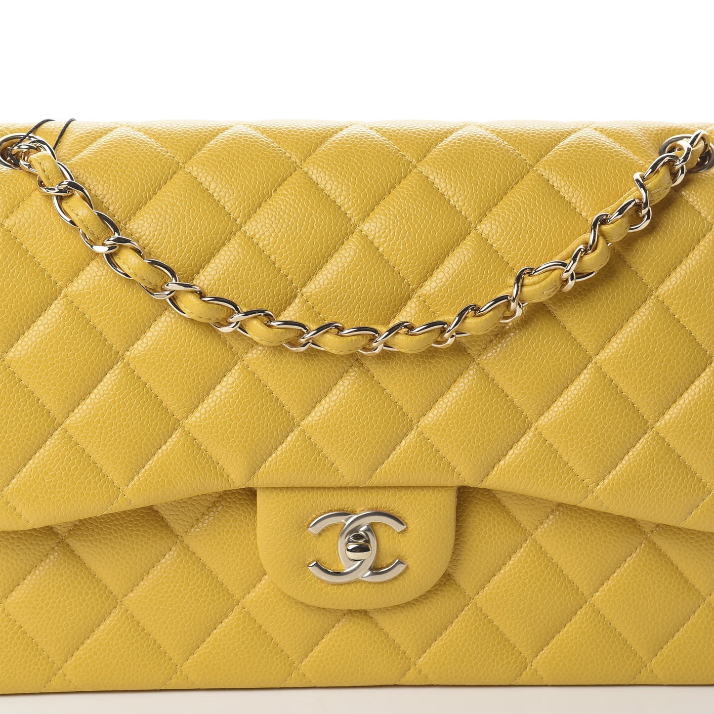 Caviar Quilted Jumbo Double Flap Yellow