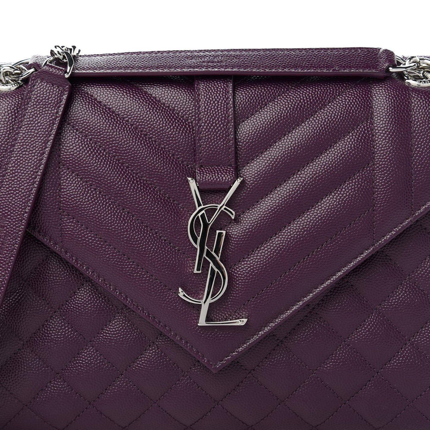 Grain De Poudre Textured Mixed Matelasse Triquilt Medium Monogram Satchel Lilac