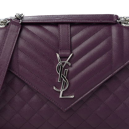 Saint Laurent Grain De Poudre Textured Mixed Matelasse Triquilt Medium Monogram Satchel Lilac 10 of 10