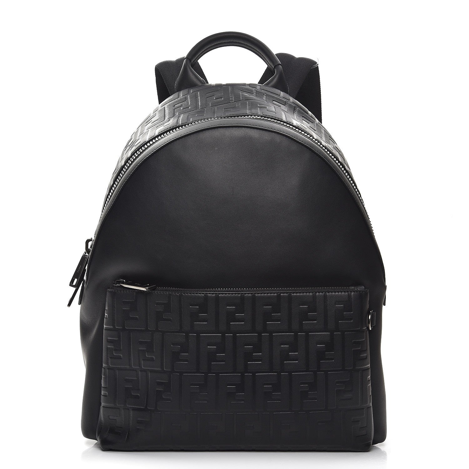 Fendi Vitello Grace FF 1974 Embossed Backpack Black 1 of 8