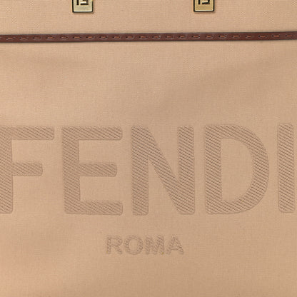 Fendi Canvas Vitello King Logo Embroidered Medium Fendi Sunshine Shopper Tote Sand Ghianda 7 of 11