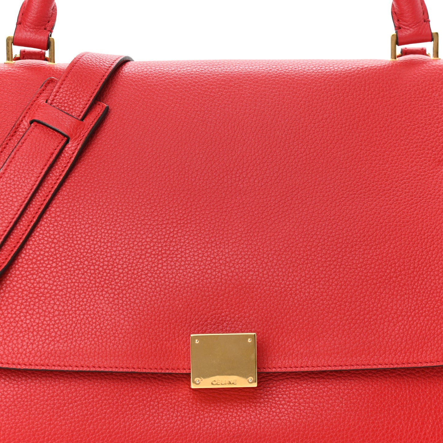 Drummed Calfskin Suede Medium Trapeze Coquelicot