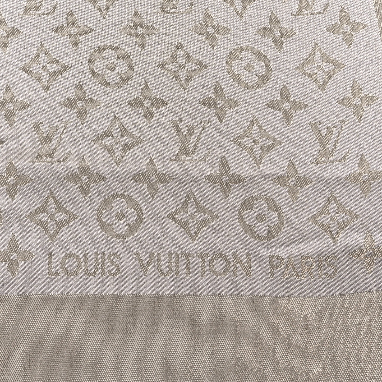 Silk Lurex Wool Monogram Shine Shawl Greige