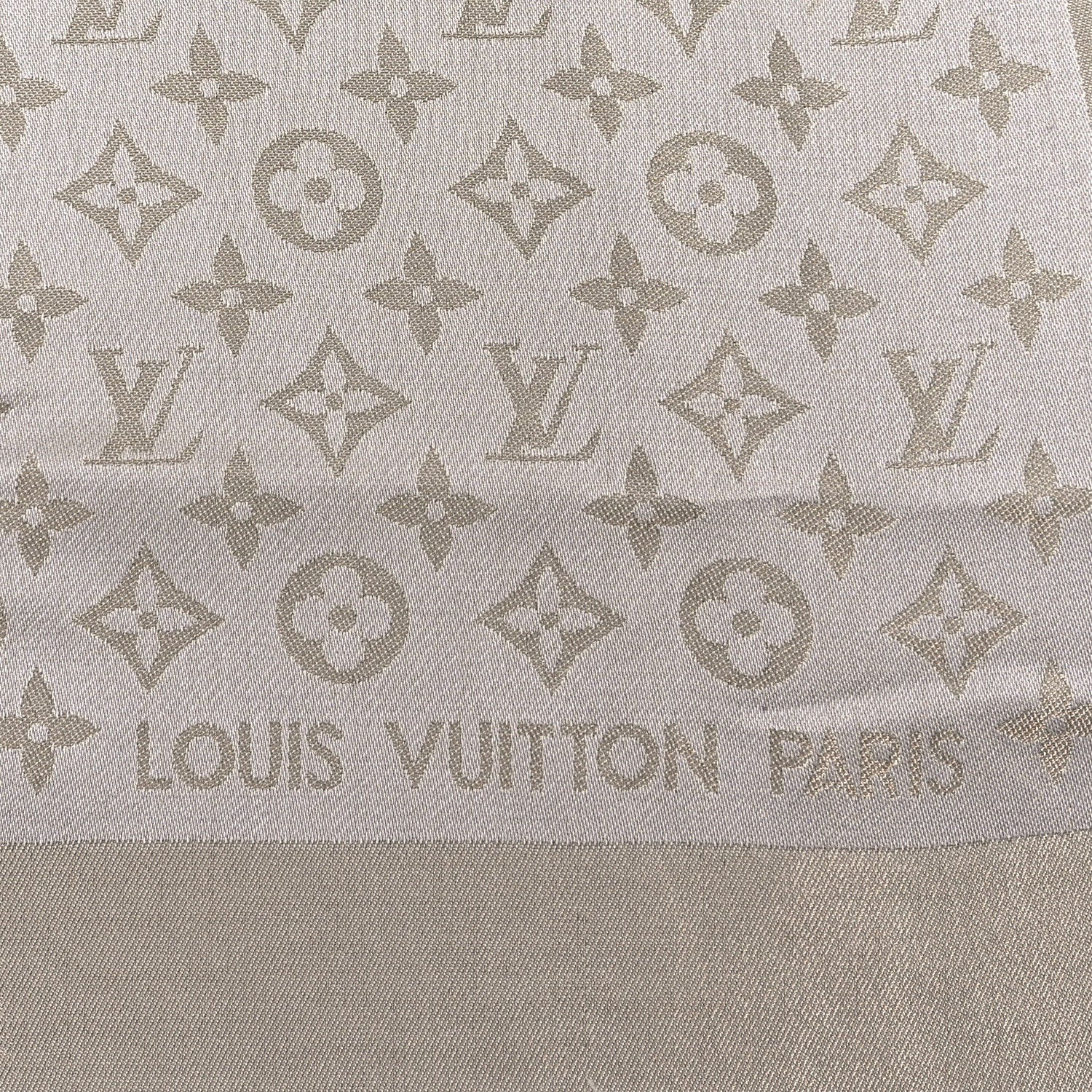 Louis Vuitton Silk Lurex Wool Monogram Shine Shawl Greige 2 of 3