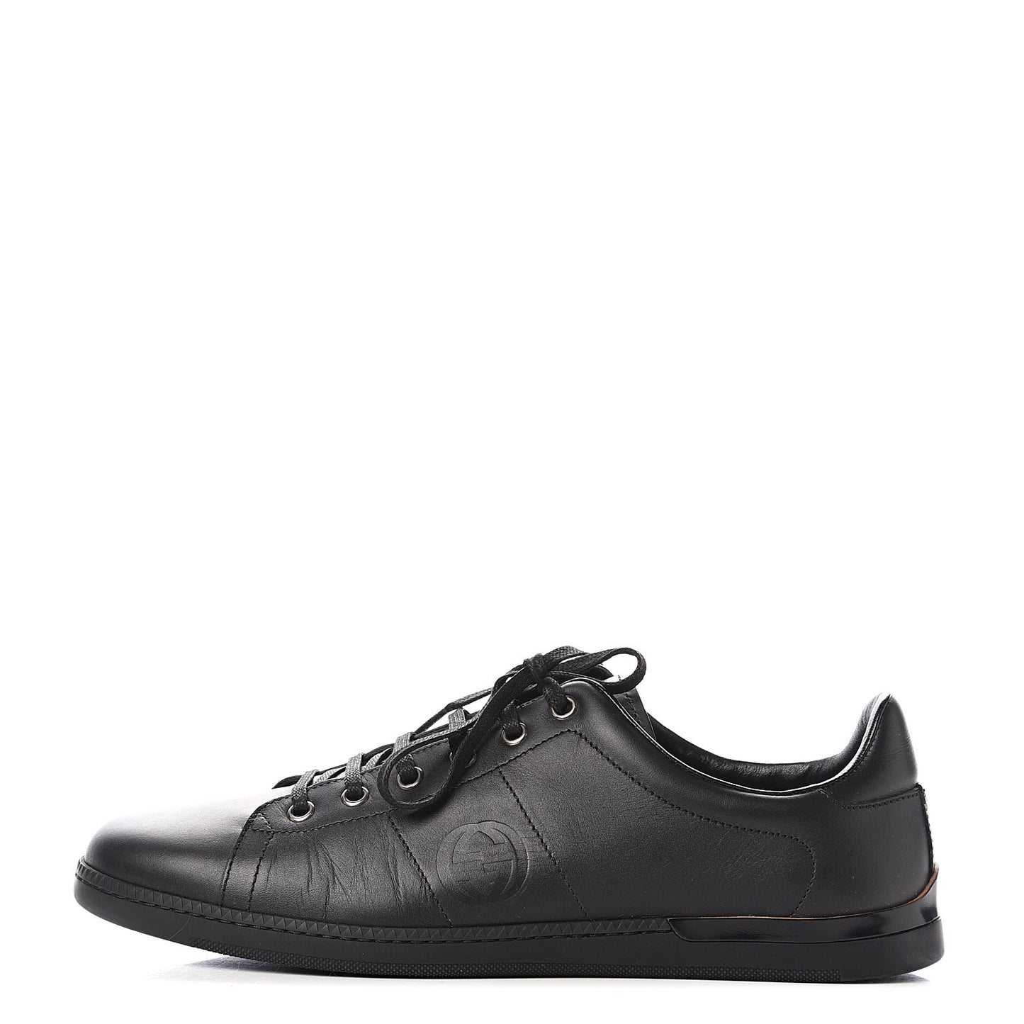 Calfskin Womens Interlocking G Sneakers 41 Black