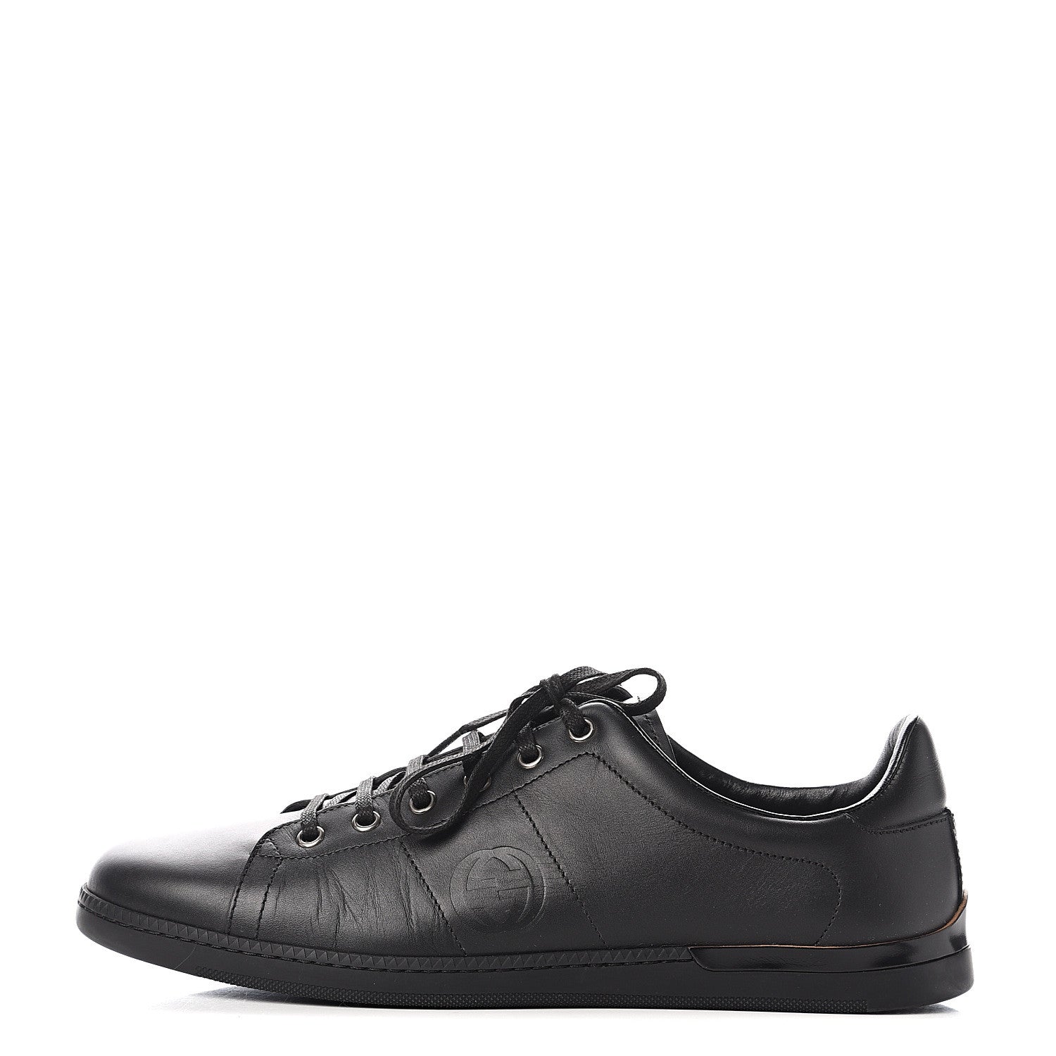 Gucci Calfskin Womens Interlocking G Sneakers 41 Black 1 of 12
