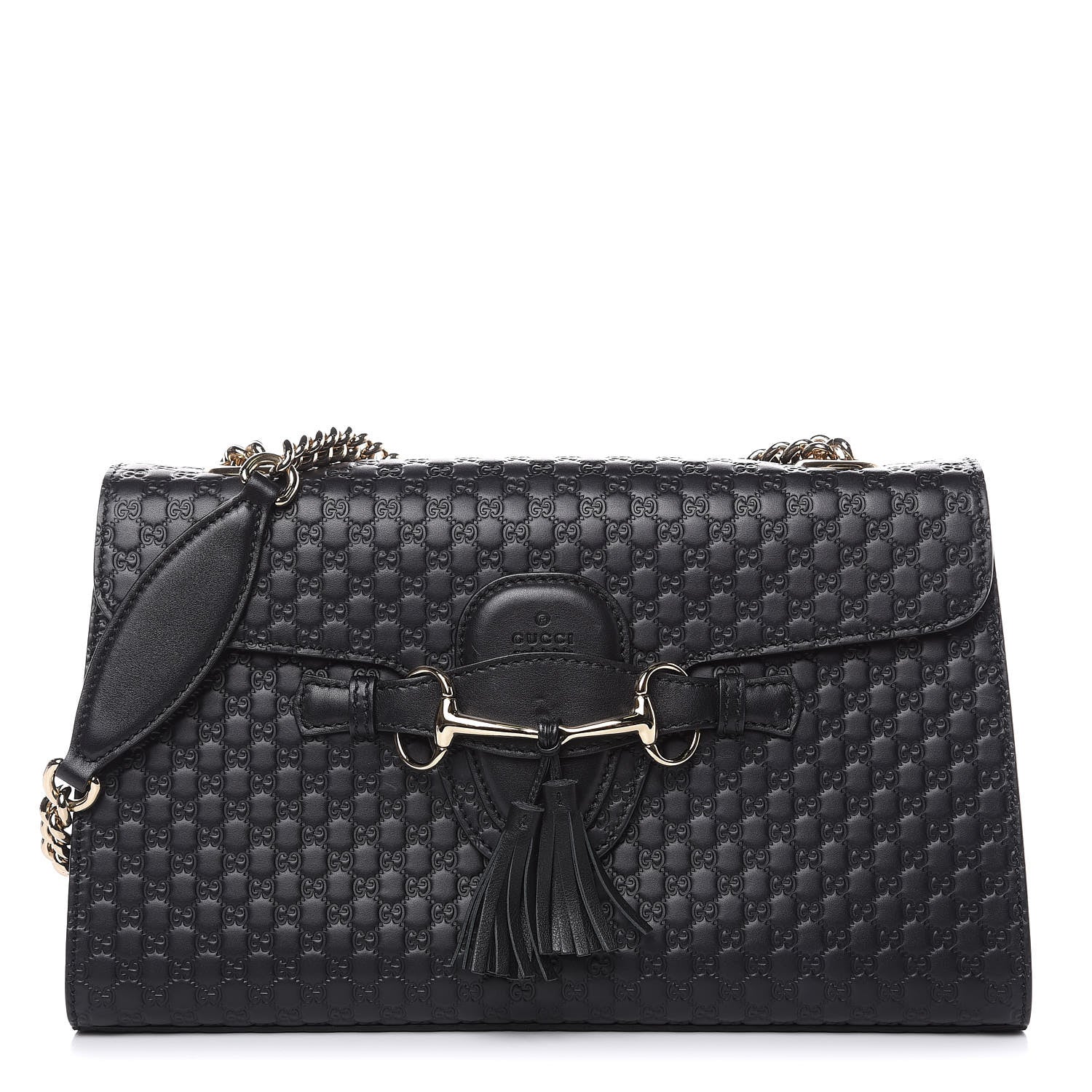 Gucci Microguccissima Medium Emily Chain Shoulder Bag Black 1 of 11