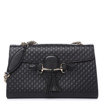 Gucci Microguccissima Medium Emily Chain Shoulder Bag Black 1 of 11