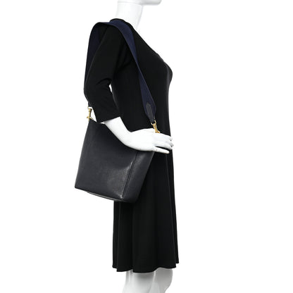 Celine Soft Grained Calfskin Small Sangle Bucket Bag Navy 2 of 15