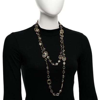 Chanel Swarovski Crystal Chicklet Sautoir Necklace Gold 2 of 5