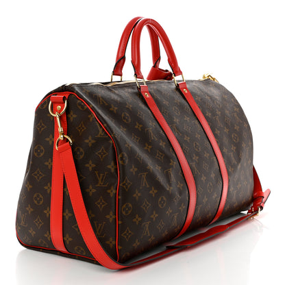 Louis Vuitton Calfskin Monogram Keepall Bandouliere 50 Coquelicot 3 of 9