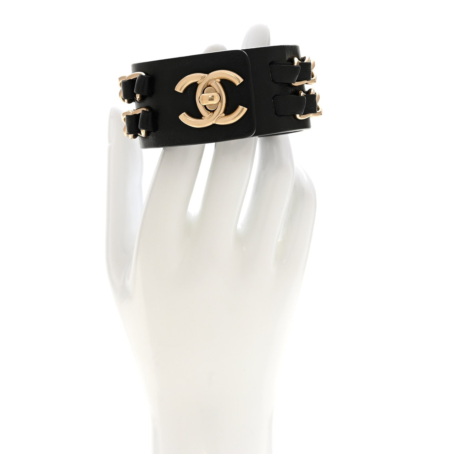 Chanel Lambskin CC Chain Turnlock Bracelet Black 2 of 5