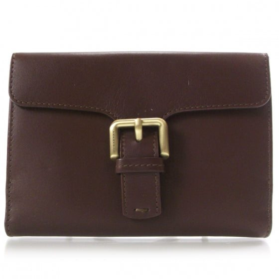 Leather House Check Wallet Brown