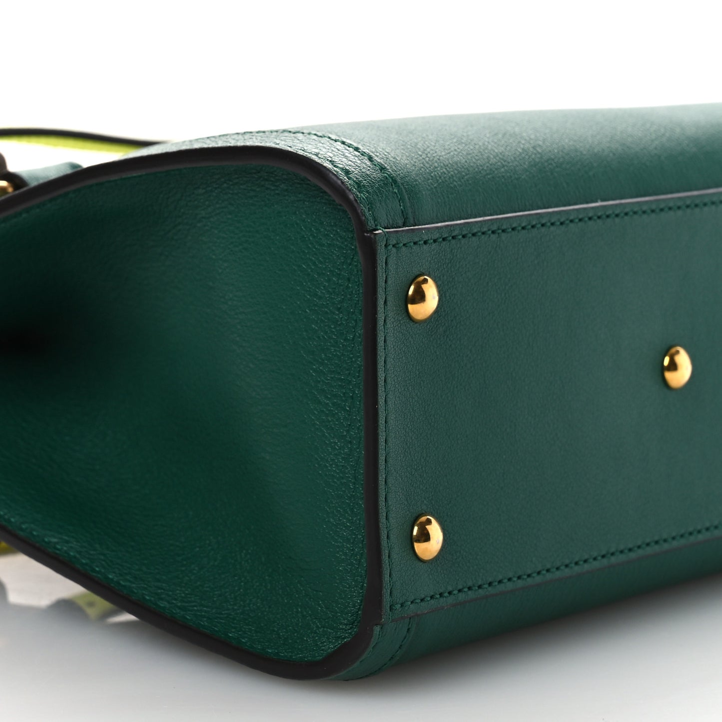 Wonka Grain Calfskin Mini Diana Tote Bag Green Yellow Fluo