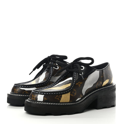 Louis Vuitton X LOL Monogram Calfskin Beaubourg Platform Derby Shoes 37.5 Gold Silver 3 of 8