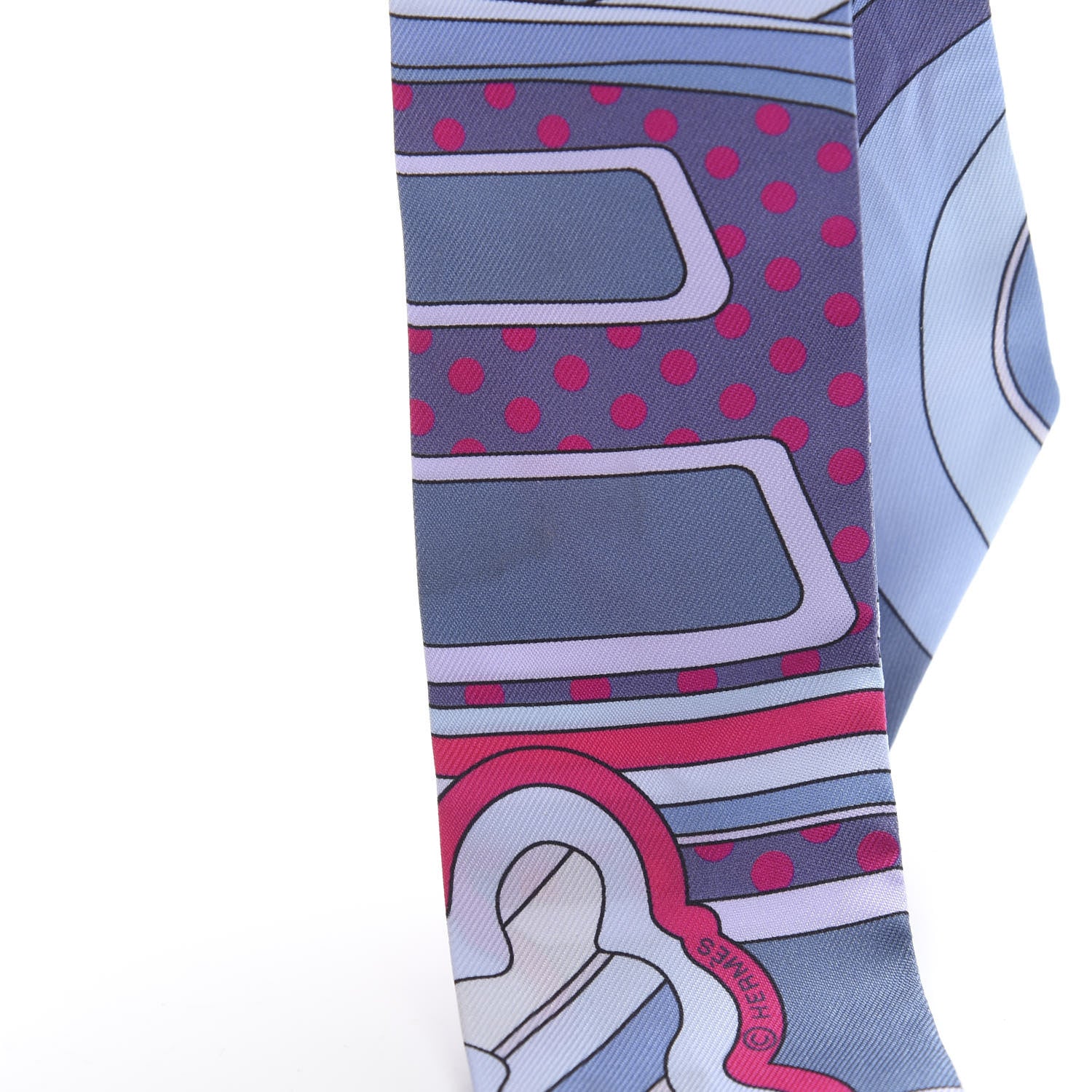 Hermes Silk Faubourg Rainbow Twilly Blue Jean Rose Vif 6 of 6