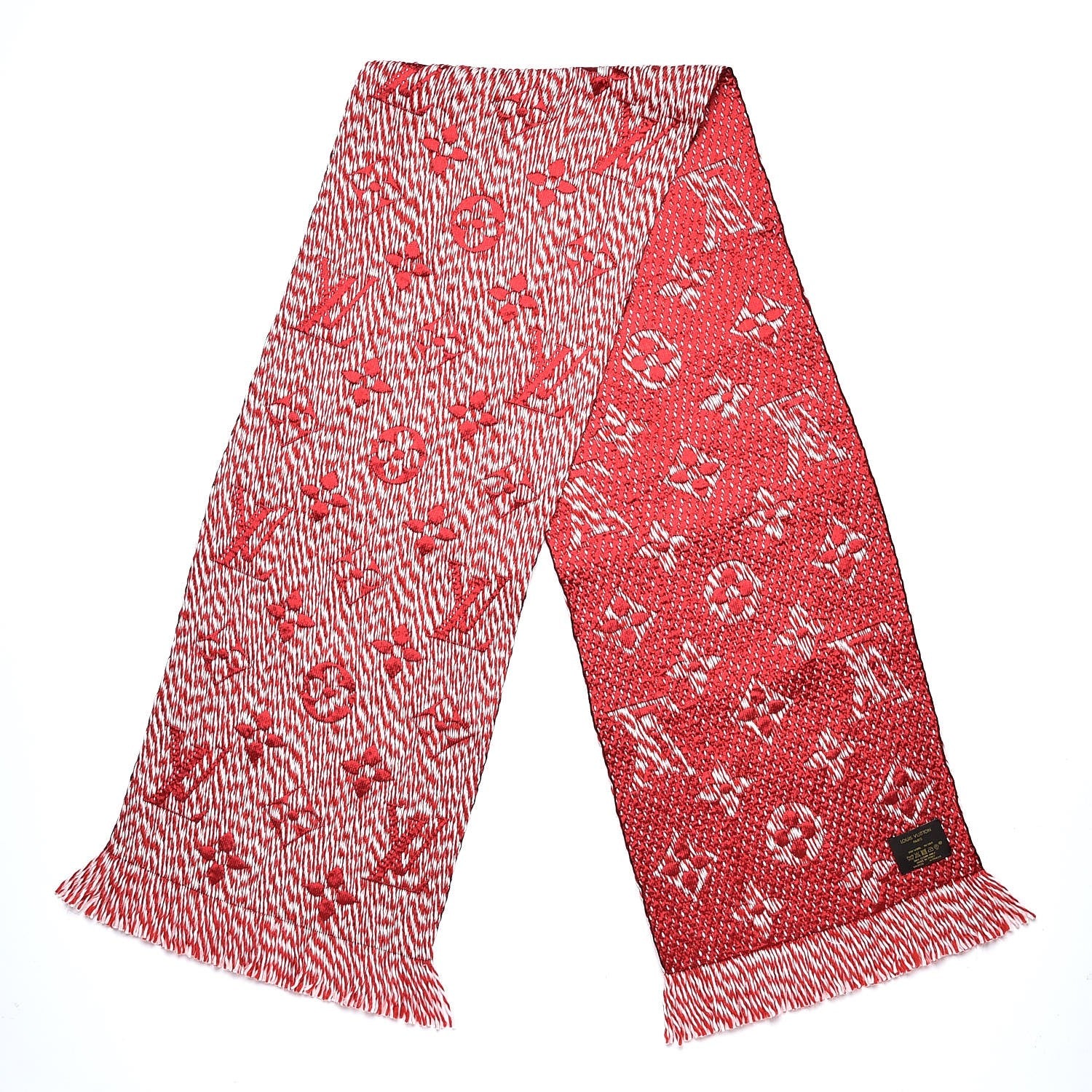 Louis Vuitton Wool Silk Logomania Mix Scarf Coquelicot 3 of 4