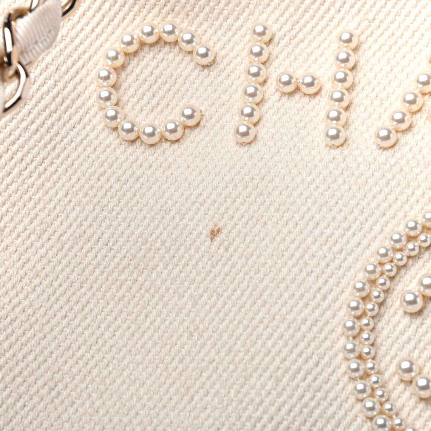 Canvas Pearl Medium Deauville Tote Ecru Beige