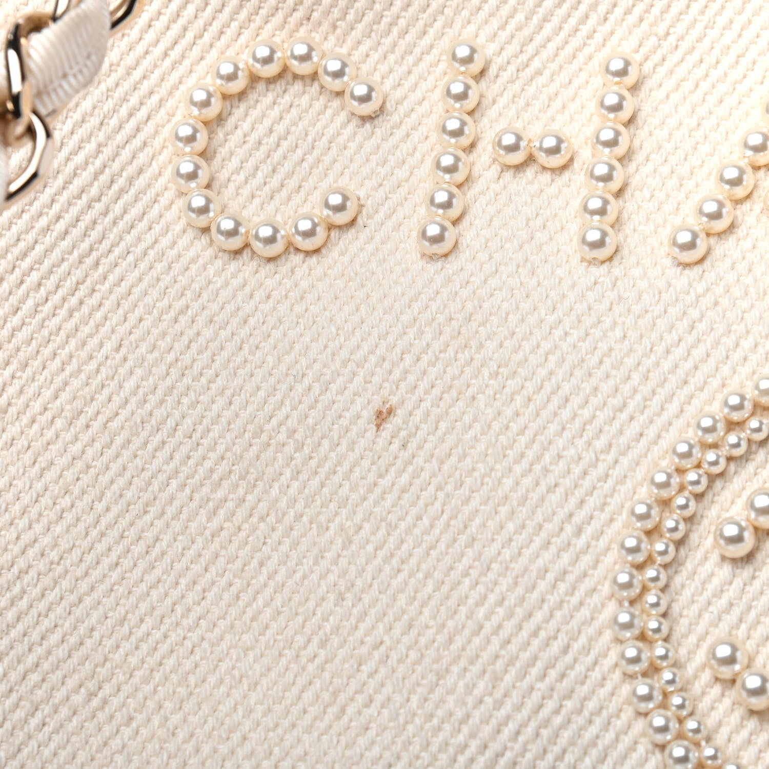 Chanel Canvas Pearl Medium Deauville Tote Ecru Beige 11 of 12