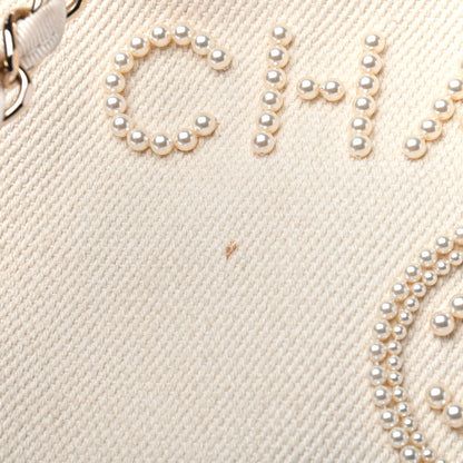 Chanel Canvas Pearl Medium Deauville Tote Ecru Beige 11 of 12