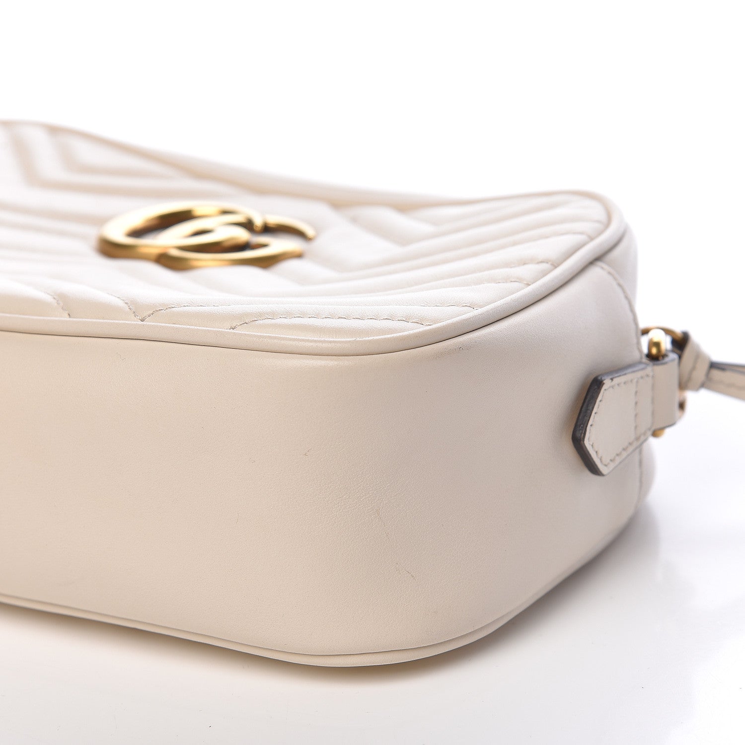 Gucci Calfskin Matelasse Small GG Marmont Chain Shoulder Bag White 6 of 12