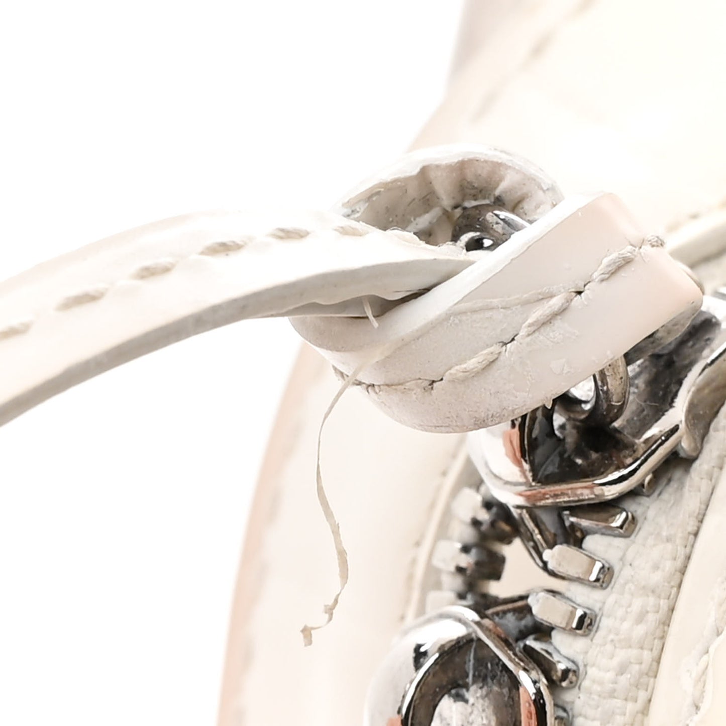 Semi Shiny Calfskin Crocodile Embossed Neo Classic Silver Hardware Mini City White