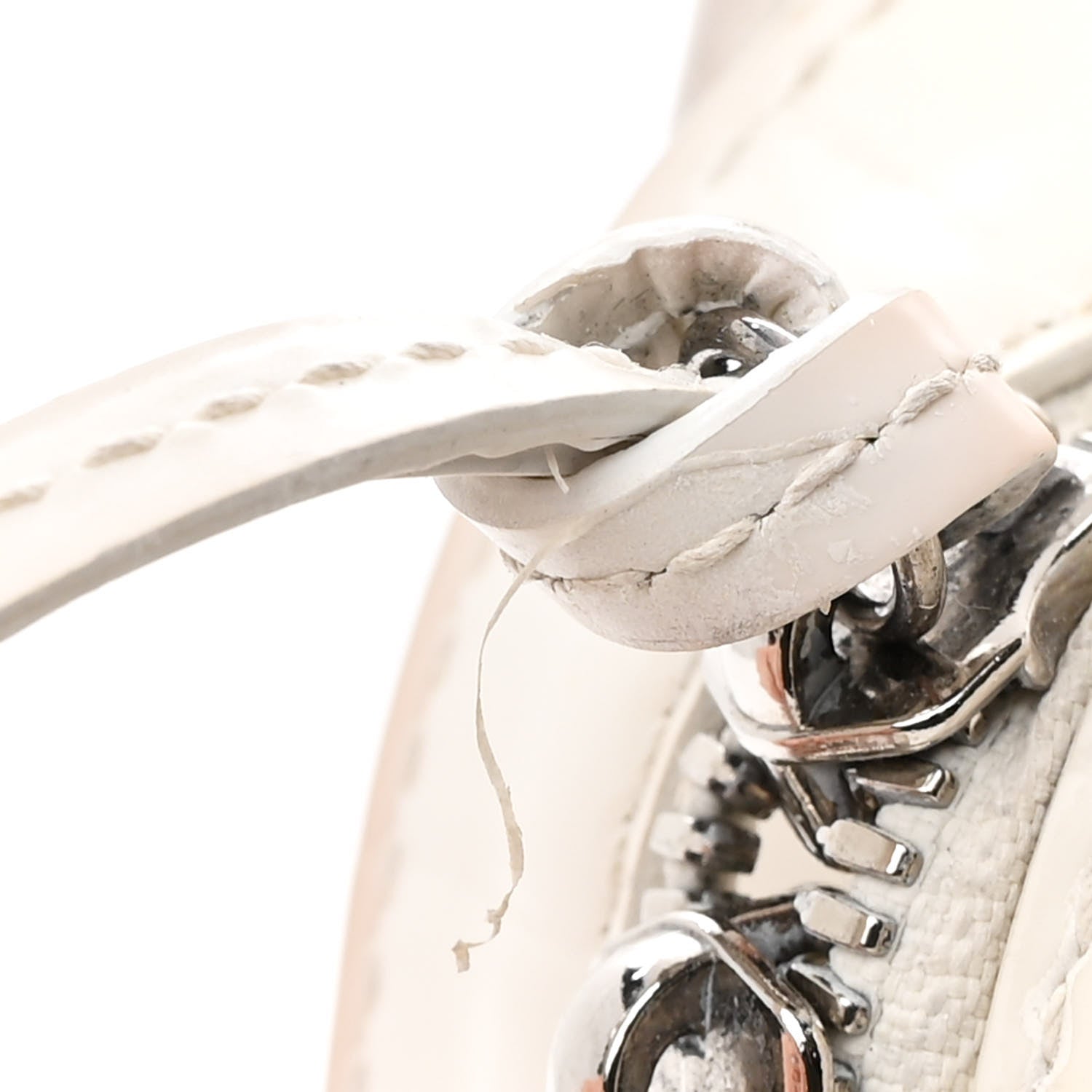 Balenciaga Semi Shiny Calfskin Crocodile Embossed Neo Classic Silver Hardware Mini City White 20 of 22