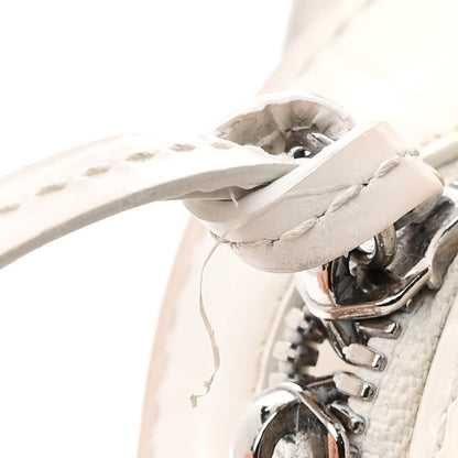 Balenciaga Semi Shiny Calfskin Crocodile Embossed Neo Classic Silver Hardware Mini City White 20 of 22