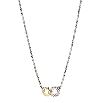David Yurman Sterling Silver 18K Yellow Gold Belmont Pendant Necklace 1 of 4
