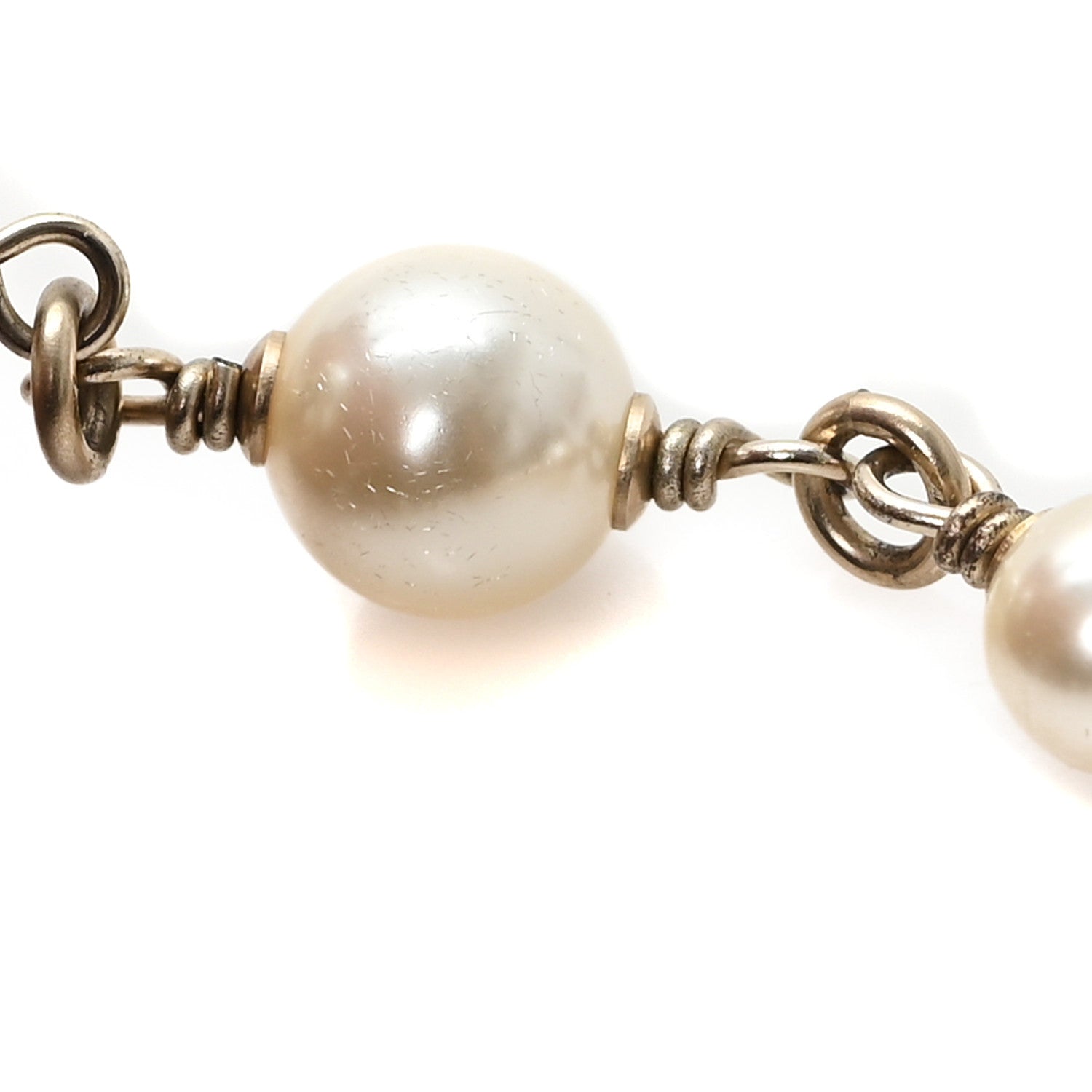 Chanel Graduated Pearl Crystal CC Long Necklace Gold Pearly White 5 of 6