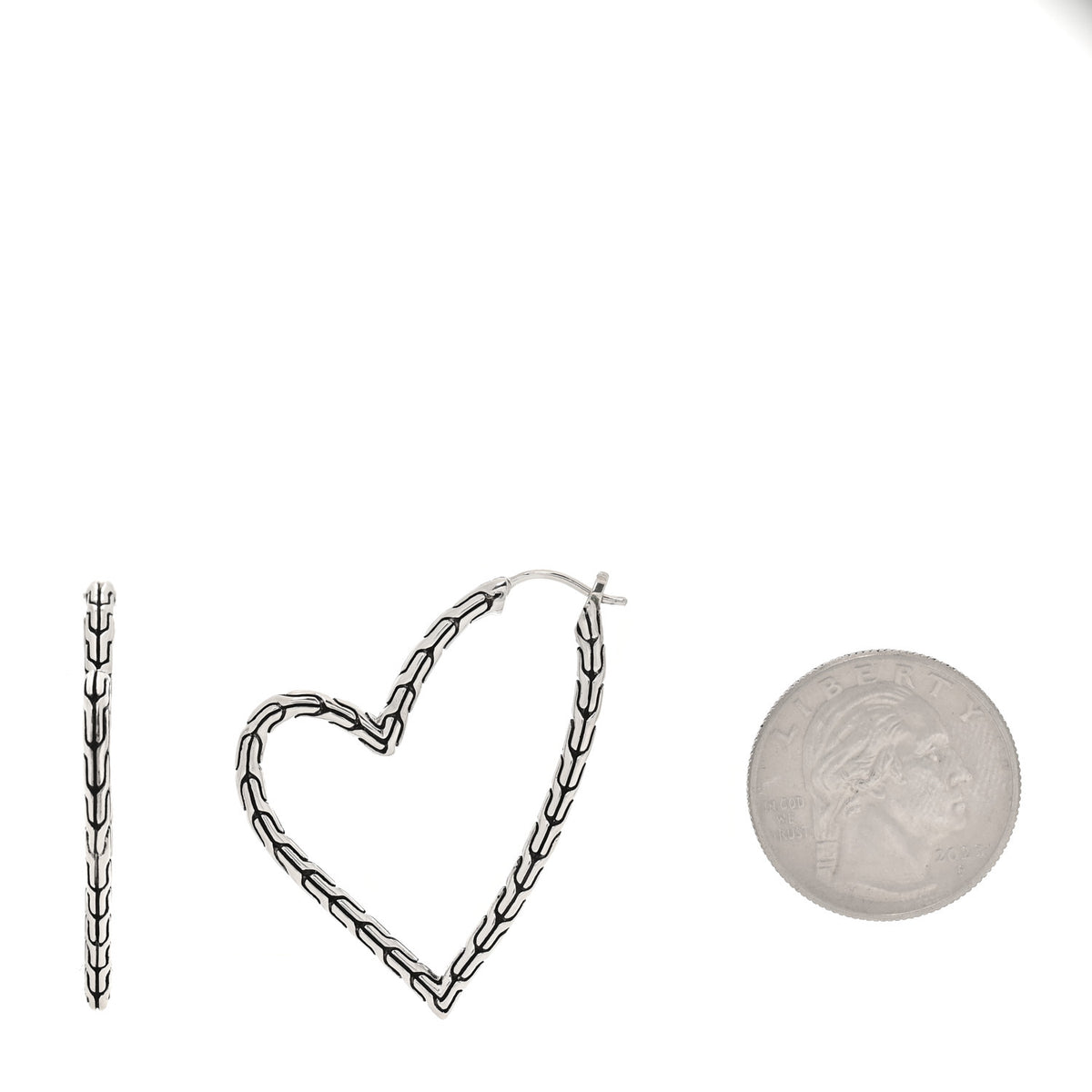 John Hardy Sterling Silver Classic Chain Manah Heart Hoop Earrings 2 of 5