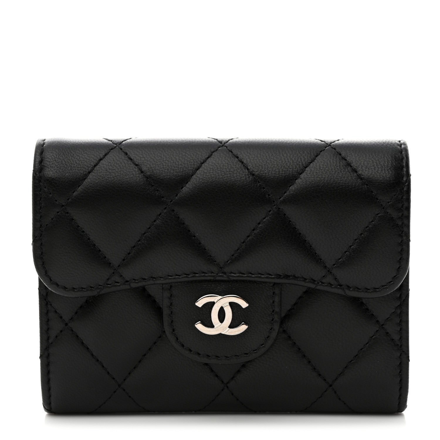 Chanel Lambskin Quilted Flap Card Holder Wallet Black 1 of 8