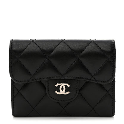 Chanel Lambskin Quilted Flap Card Holder Wallet Black 1 of 8