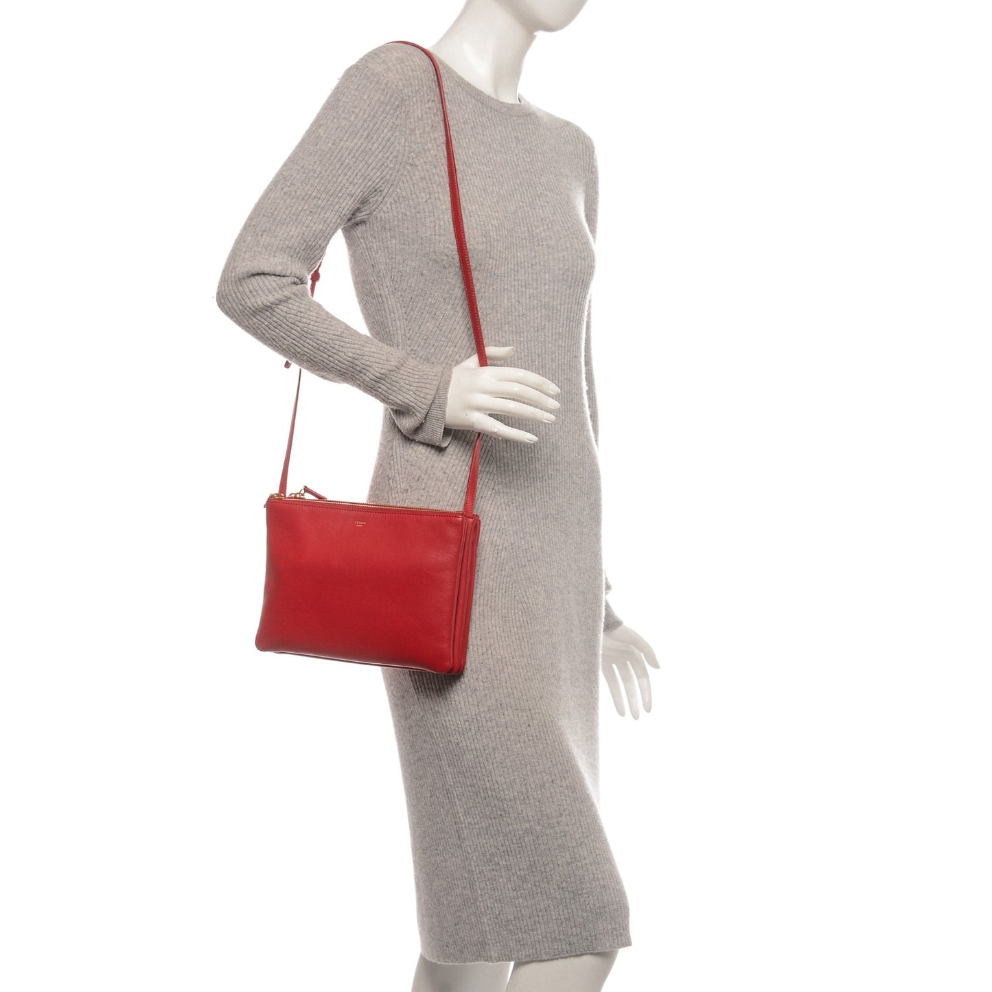Lambskin Large Trio Crossbody Bag Red